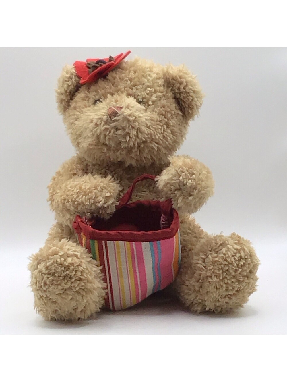 Bath & Body Works Poppy 7 Inch Bear Plush With Bag Stuffed Animal Flower Hat